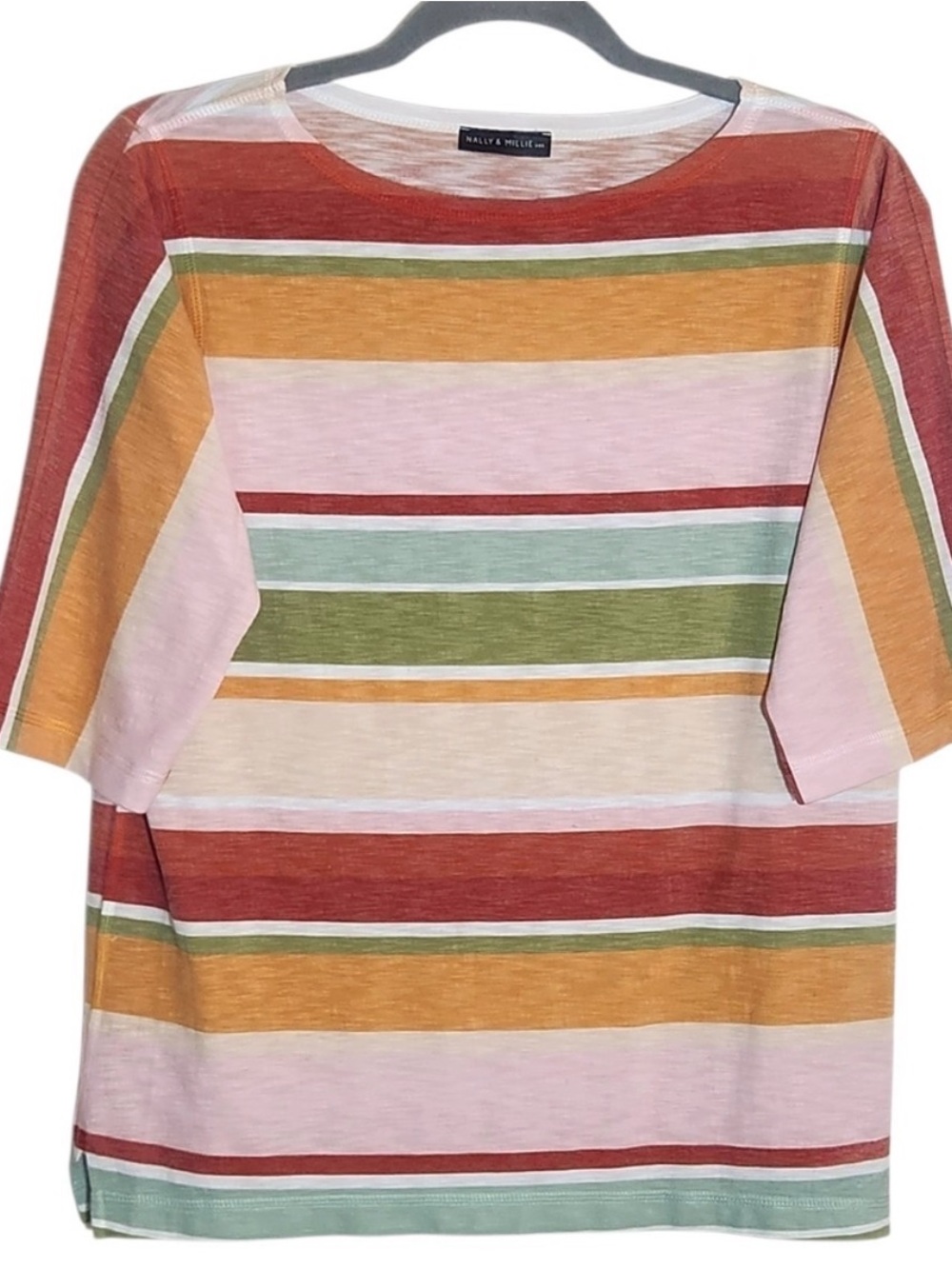 Nally and Millie Casual Pink Stripe Tee Flaw